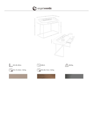 Bureau 4 tiroirs en bois - 120 x 86 x 60 cm