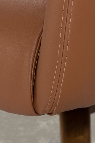 Fauteuil pivotant - Marron et naturel - Revêtement effet cuir