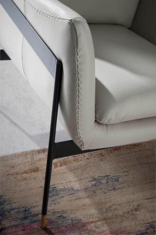 Fauteuil - Gris perlé et noir - En cuir