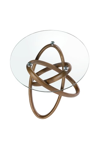 Table basse en verre et noyer - 55 x 50 x 55 cm
