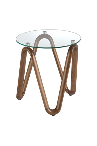 Table basse en noyer et verre - 50 x 51 cm