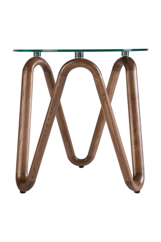 Table basse en noyer et verre - 50 x 51 cm