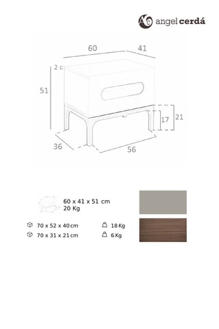 Table de chevet 1 tiroir - 60 x 41 x 51 cm