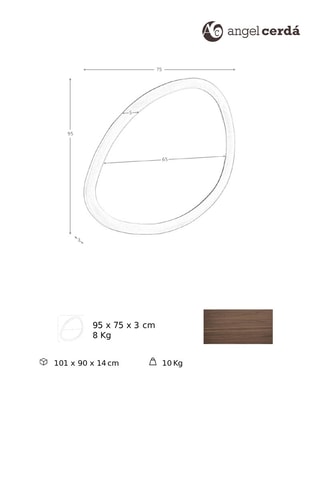 Miroir en bois - 95 x 75 x 3 cm - Naturel