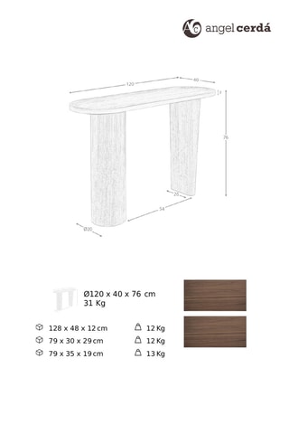 Console en bois plaqué noyer - 120 x 76 x 40 cm