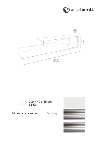 Meuble TV 2 tiroirs - 200 x 40 x 45 cm