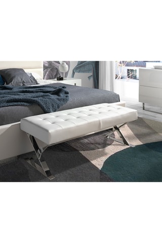 Banc de lit - Blanc et argenté - 120 x 45 x 42 cm