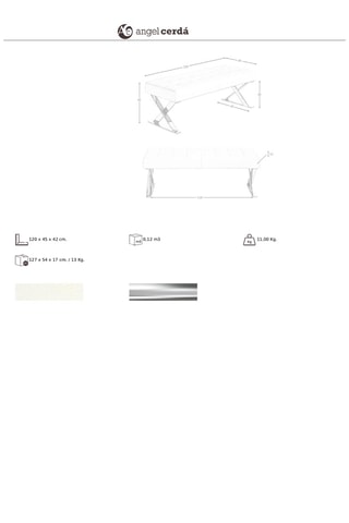 Banc de lit - Blanc et argenté - 120 x 45 x 42 cm