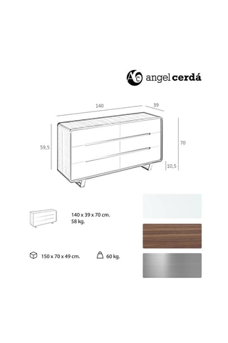 Buffet 6 tiroirs - 150 x 70 x 49 cm
