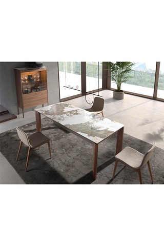Mesa de refeição extensível em mármore de porcelana - 140 x 90 x 76 cm