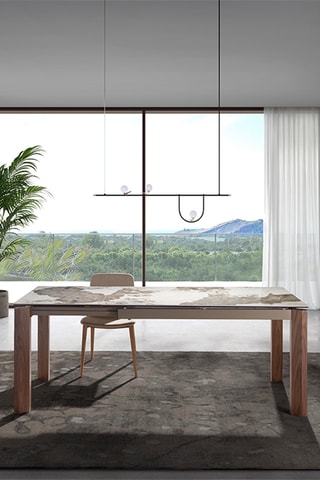 Mesa de refeição extensível em mármore de porcelana - 140 x 90 x 76 cm