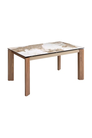 Mesa de refeição extensível em mármore de porcelana - 140 x 90 x 76 cm