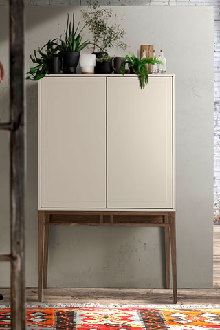 Buffet 2 portes - Blanc et naturel - 90 x 150 x 40 cm
