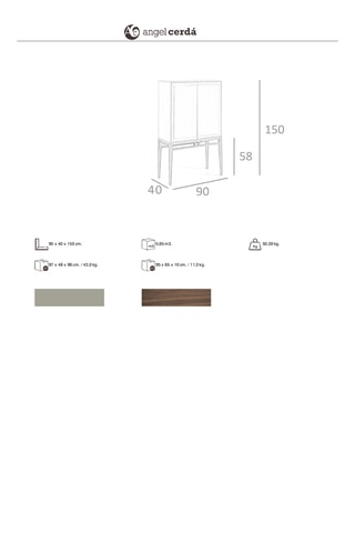 Buffet 2 portes - Blanc et naturel - 90 x 150 x 40 cm