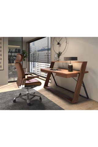 Fauteuil de bureau en bois - 74 x 70 x 118 cm - Revêtement en simili cuir