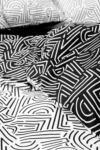 Juego de nórdico de algodón 57 hilos/cm² - Blanco y negro