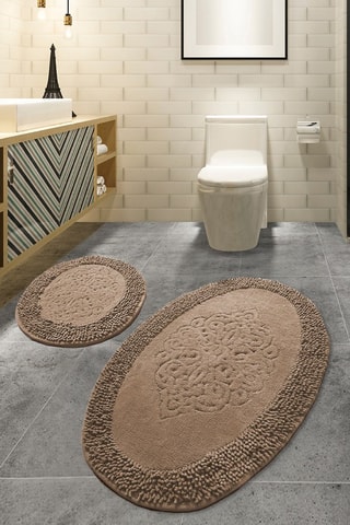 2 alfombras de baño - Beige - 50 x 60 cm/60 x 100 cm