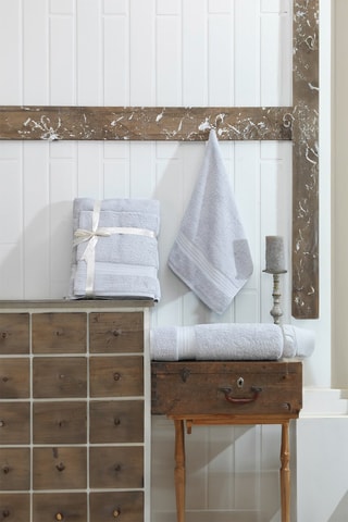 Toalla de tocador y toalla de baño - Gris claro - 50 x 70 / 90 x 160 cm