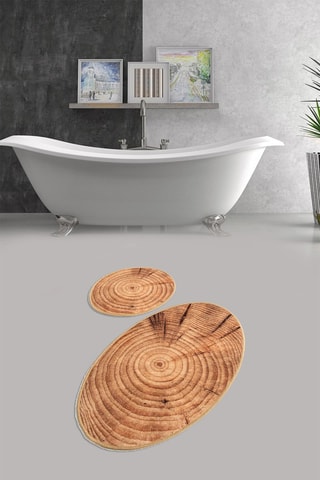2 alfombras de baño Wood Djt - Ocre - 50 x 60 / 60 x 100 cm