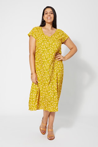 Vestido trapecio - Blanco, verde y amarillo