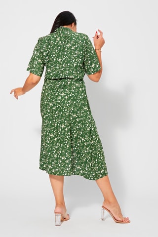 Vestido camisero - Blanco y verde
