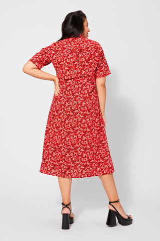 Vestido camisero - Blanco, negro y rojo
