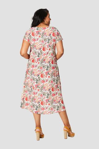 Vestido largo - Blanco, negro y rojo