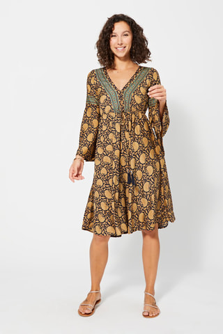 Vestido largo evasé - Beige