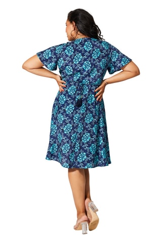 Wikkeljurk - Goudkleurig, marineblauw en turquoise