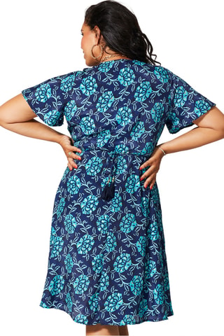Wikkeljurk - Goudkleurig, marineblauw en turquoise