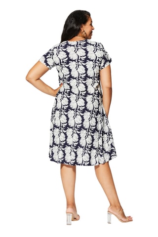 Trapeziumjurk - Marineblauw en wit