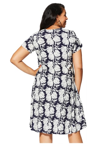 Trapeziumjurk - Marineblauw en wit