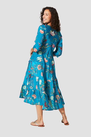 Vestido largo - Azul y rosa