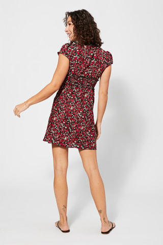Rechte Jurk - Zwart, beige en rood