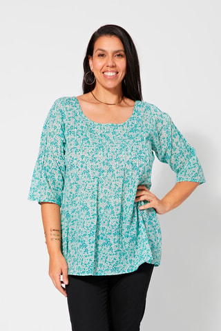 Blusa de flores - Blanco, negro y azul
