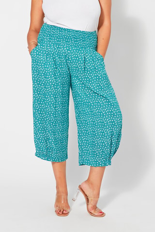 Pantaloni capri a vita alta - Rosso e blu