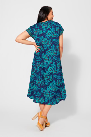 Vestido recto - Azul y amarillo