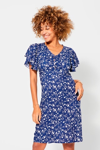 Rechte Jurk - Wit en blauw