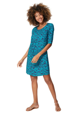 Korte Jurk - Turquoise en roze