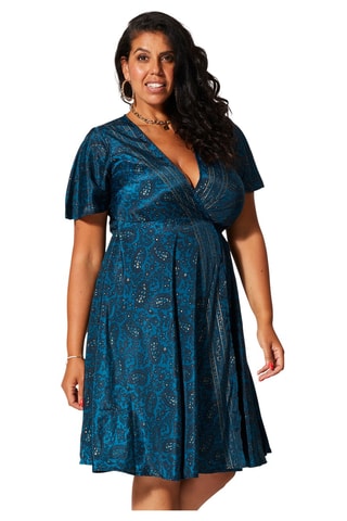 Wikkeljurk - Goudkleurig, zwart en marineblauw