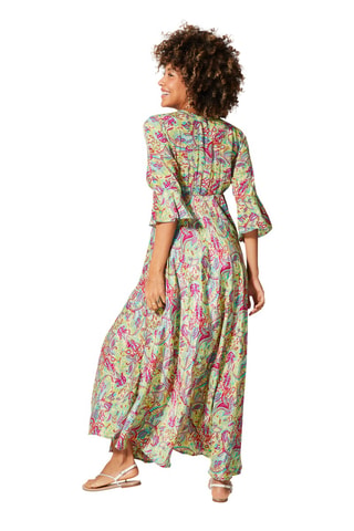 Abito lungo - Verde, rosa e beige