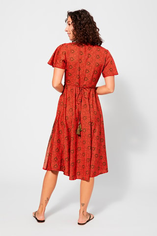 Vestido cruzado - Negro, beige y naranja