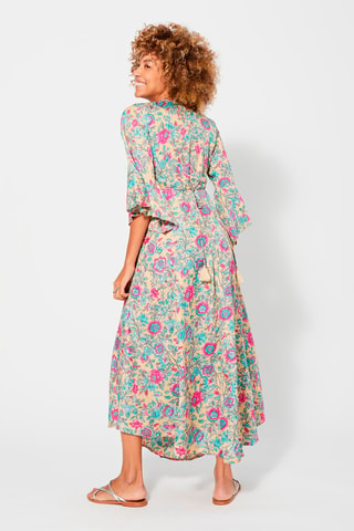 Abito a portafoglio - Beige, blu e rosa