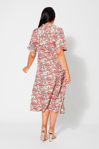 Vestido camisero - Beige, naranja y gris