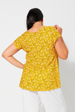 Blusa de flores - Blanco, verde y amarillo
