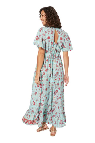 Abito lungo - Blu, beige e rosso