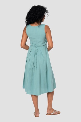 Vestido midi de lino - Azul