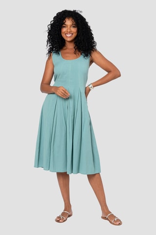 Vestido midi de lino - Azul