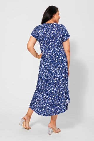 Vestido midi - Blanco y azul