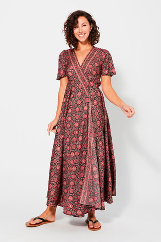 Abito a portafoglio - Nero, beige e rosso